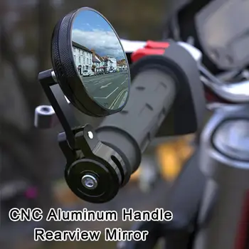 Motociklo aliuminio lydinio rankenos galinio vaizdo veidrodis atvirkštinio veidrodis atšvaitas rankena su lazdele pabaigos R1D4