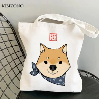 Shiba Inu pirkinių krepšys medvilnės pirkinių shopper shopper bolsas de tela krepšys sulankstomas maišeliu cabas audinio maišelį tissu