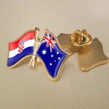 Kroatija ir Australija Kirto Dviguba Draugystė Šaligatvio Sagė Emblemos Atvartas Smeigtukai