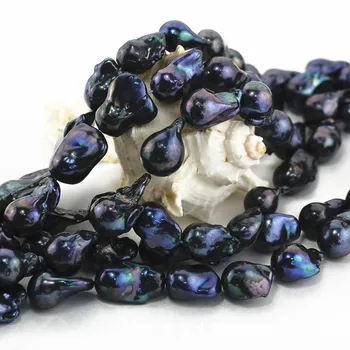 Gamtos Originali 15x20mm Juoda Nereguliarus juoda baroko dirbtiniu būdu išaugintų perlų Prarasti Granules Karoliai