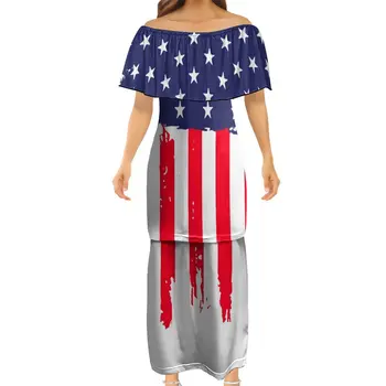 Vasaros Amerikos Nepriklausomybės Diena Dizainas Puletasi Suknelė Pritaikyti Paklausos Pusė Rankovių Moterims, Ilgai Puletasi Suknelė Lašas Laivybos