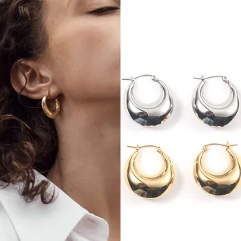 KREPŠYS Stambusis storio hoopas auskarai iš nerūdijančio plieno moterų aukso spalvos elegantiškas minimalistinio auskarai 2020 m.