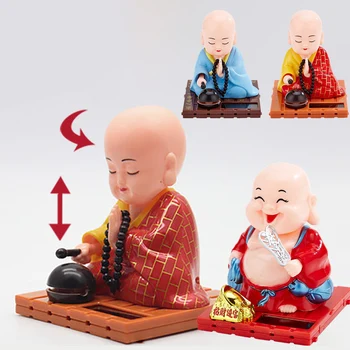 1 Gabalas Saulės Energija Varomas Bobble Purtant Galvą Šokių Žaislas Budistų Vienuolis Lėlės Figūrėlės Žaislas