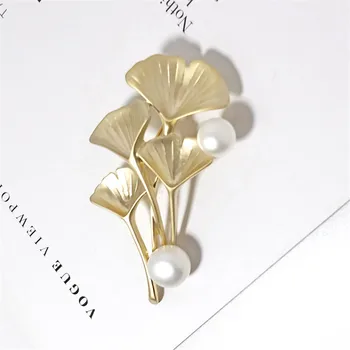 2020 korėjos mados Gingko Lapų Sagė kūrybinė asmenybė paprasta gėlavandenių perlų gingko moterų Sagė
