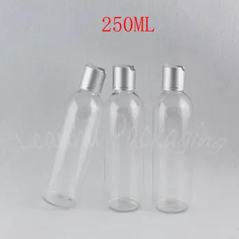 250ML Skaidrios, Apvalios Pečių Plastikinio Butelio , 250CC Šampūnas / Losjonas Pakuotė Butelis , Tuščias Kosmetikos Bakas