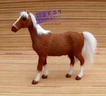kūrybos modeliavimas arklių žaislas polietileno&kailis rudas arklys modelis dovana, apie 20x6x19cm 1984 m.