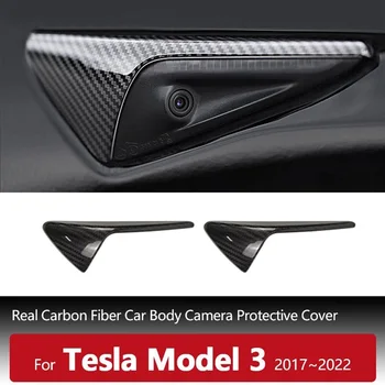 KEKT Modelis 3 2vnt Automobilių Kameros Apsauginis Dangtelis Lipdukai Nekilnojamojo Anglies Pluošto Guard Lipdukai, Auto Reikmenys Tesla Modelis 3