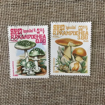 2vnt/Komplektas Kambodža Pašto Ženklų 1985 Grybas, Naudojamas Rašyti, Pažymėtos Pašto Ženklų Kolekcionavimas