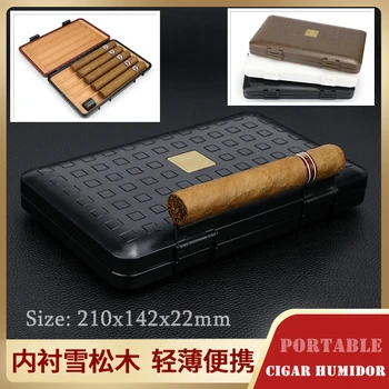 210x142x22mm Nešiojamų Cigarų Humidoras Lengvas Vandeniui ir Uždarųjų Kedro Medienos Aukštos Kokybės 5-Cigarų Humidoras Balta Juoda Kava