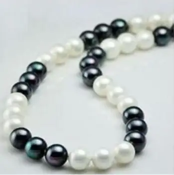 vienos sruogos AAA 10mm Tahitian povas juoda Balta perlų vėrinį 35