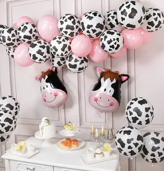 40pcs/daug animacinių filmų gyvūnų globos karvė spausdinti lateksiniai balionai, skirti ūkio temą gimtadienio dekoracijas, baby shower prekes
