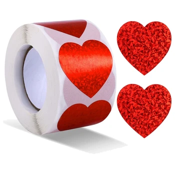 500Pcs 1.5 Colių Širdies užrašų knygelė Lipni Meilės Lipniosios Etiketės, Valentino Diena,Vestuvės,Šalis(Raudona)