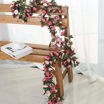 Dirbtinių rožių Žiedai Kalėdinė Girlianda, Vestuvių Namo Kambaryje Apdailos Pavasario Rudens Sodo Arka 