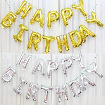 su gimtadieniu balionas nustatyti auksas, sidabras vaikų, suaugusiųjų gimtadienio foną dekoruoti folija laišką balionas nustatyti didmeninės