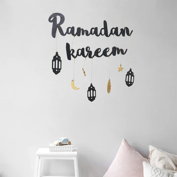 Eid Ramadanas Apdaila Medinės Sienos Kabo Ramadanas Kareem Moon Star Pakabukas Islamo Musulmonų Mubarakas Papuošalai Namuose Šalis