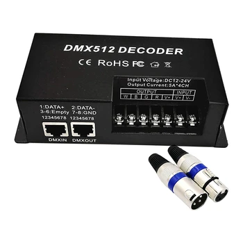 4 Kanalų DMX Dekoderis RGBW PWM DMX512 Dimeris Vairuotojo RGBW LED Šviesos Juostelės Valdytojas Input 12V-24V DC