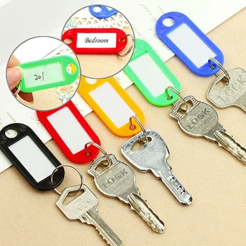 Daug 10 Plastikinių Keychain Pagrindinių Split Ring ID Žymas, Vardo Kortelės, Etiketės Kalba