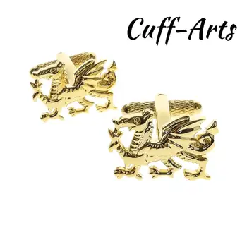 Rankogalių segtukai Vyrų Velso Dragon Aukso rankogalių segtukai Dovanos Vyrams Gemelos Les Boutons De Manchette pagal Cuffarts C10511