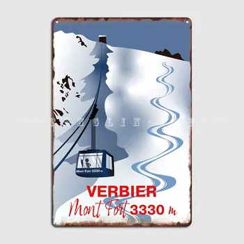 Verbier Mont Fort 3300m Metalo Pasirašyti Stendai Pub Garažas Spausdinimo Kino Virtuvės Alavo Pasirašyti Plakatas