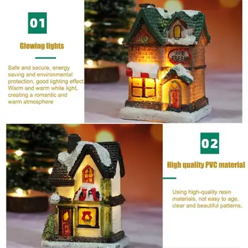 Kalėdų Kaimas Namus Kalėdų Namai Vaikams Kalėdų Kaime Namas Su LED Polyresin Apšviesta Žiemos Slidinėjimo Lodge Scena