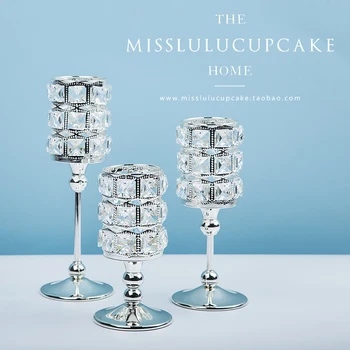Crystal metalo žvakidė amatų vestuvių rekvizitai stalo reikmenys minkštas modelis, namų puošybai