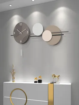 Naujos Medienos Didelis Sieninis Laikrodis Modernus Dizainas, Didelis Švytuoklės Freskos Žiūrėti 3D Namų Dekoro Kambarį Dekoro Ornamentą Mechanizmas Siųsti