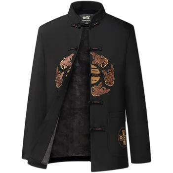 Kinų Stiliaus Rudens Žiemos Naujas Tango Kostiumas Vyrams Storas Šiltas Viršų Ir Ziajać Kung Fu Rinkiniai Vyrų Rytietiškas Kostiumas Ilgomis Rankovėmis Streetwear