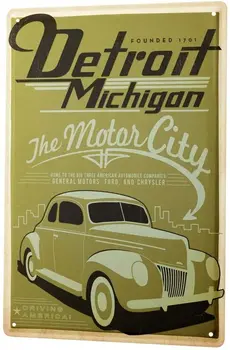 NUO 2004 m. Alavo Pasirašyti Metalo Plokštės Dekoratyvinės Pasirašyti Namų Dekoro Lentelėmis Senovinių Automobilių Apdailos Detroitas, Mičiganas Automobilių Miesto