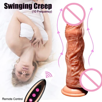 Šildymo Dildo su Nuotolinio Valdymo Vibratorius Belaidžio Sūpynės, 10 Dažnių Minkšto Silikono Realistiškas Penis Sekso Žaislai Moterims