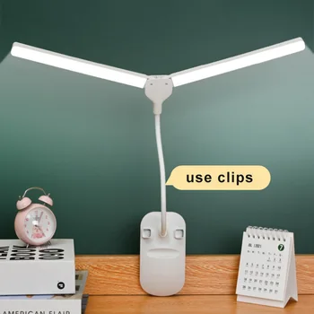 LED stalo lempa dvivietis vadovas 52cm USB įkrovimo tolygus reguliavimas akių apsauga, skaityti knygą, žibintai trijų spalvų jungiklis lentelė šviesos