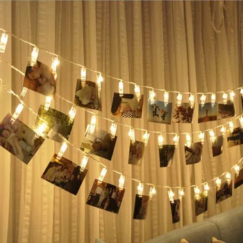 HAOCHU Girlianda LED Styginių Šviesos Pasakų Lempos Žvaigždėtą Baterijos Kortele Foto Įrašą Luminaria Festivalis Kalėdų Vestuvių Eid Mubarakas Dekoras