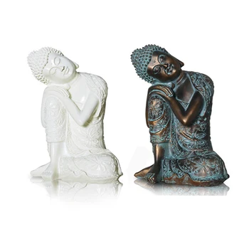 Derva Zen White Miega Budos Statula Amatų, Derliaus Figūrėlės Kambarį Dekoro Kūrybinio Pobūdžio Apdaila Meno Skulptūra