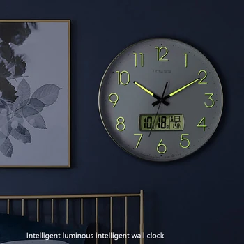 Prabanga Švytinčios Sienos Laikrodį, Modernaus Dizaino Kūrybos Silent Kalendoriai Clcoks Sieniniai Laikrodžiai Skaitmeniniai Reloj Sumalti Kambario Dekoro FY15YH