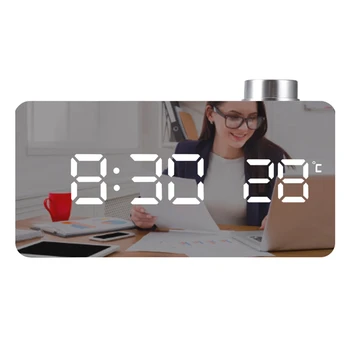 Skaitmeninis Laikrodis, Didelis Ekranas,LED žadintuvai Veidrodžio Paviršiaus Makiažo Su Diming Režimas,Namų Miegamojo Puošimas