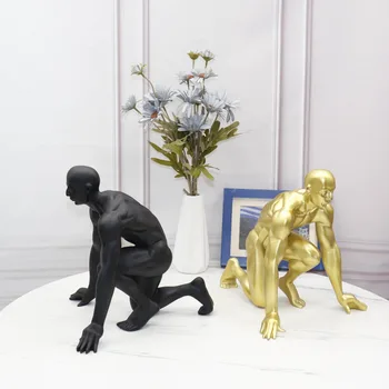 Juodos Ir Aukso Dervos Papuošalus Veikia Žmogaus Kūno Meno Skulptūra Rankdarbių Kambarį Viešbutyje Dekoro Ir Namų Dekoro Priedai