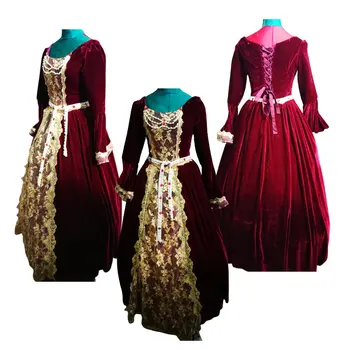 Raudona viktorijos Helovyno Cosplay suknelė Kolonijinės gruzijos Renesanso, Gotikos Istorinių suknelė D-826red