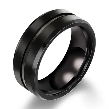 2020 Karšto Papuošalai Europos ir Amerikos Žiedai Vyrų Valdinga Ranka Papuošalai 8MM Titano Plieno Groove Žiedas Juodo Žiedo Uodega Žiedas