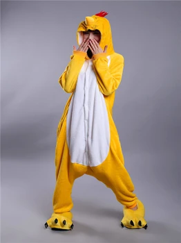 žiemos kawaii vištienos pižama anime gobtuvu pižama Cosplay suaugusiųjų jumpsuit Unisex kostiumas