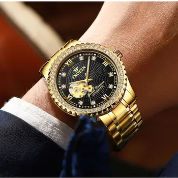 FNGEEN 8073 vyriški Laikrodžiai Laikrodis Šviesos Vyrų Automatinis Mechaninis laikrodis Nerūdijančio Plieno Dirželis Vyras Laikrodį Dovanų Reloj Hombre