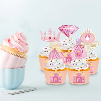 Baby Shower Saldus Princesė Pilis Tortas Topper Cupcake Wrapper Vaikų Gimtadienio Dekoracijos 