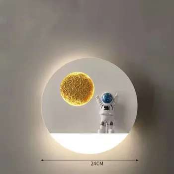 LED Astronautų Mėnulio Sienos Lempos Vaikams, Vaikų Kambarys Kūrybos Astronautas Miegamojo Lovos Šviesos Naktį Namo Apdaila