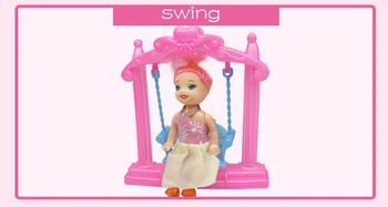 Mini Lėlės Priedai Plastiko Swing Kelly Lėlės 1/12 Barbie Doll House 
