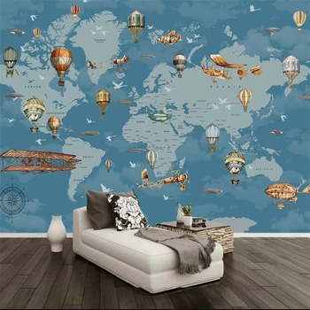 wellyu papel de parede Užsakymą tapetai, Cartoon pasaulio žemėlapio fone sienos papel de parede infantil papel parede
