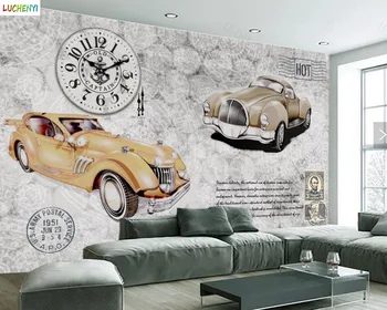 Papel de paredel sporto Rašalo ir plauti Europos stiliaus nostalgišką retro automobilių klasikinis tapetai miegamajame, gyvenamasis kambarys namo apdaila
