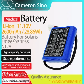 CameronSino Baterija Solaris NT2A tinka Solaris LR18650P-1P3S Medicinos bateriją 2600mAh/28.86 Wh 11.10 V Li-ion Mėlyna