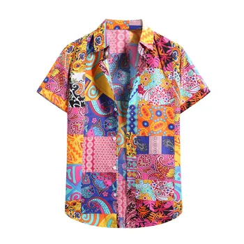 Megztinis vyriški Golfo Havajų Rankovės Gėlių Marškiniai, Marškinėliai, Trumpos Paplūdimio vyriški Marškinėliai Vyrams Heavy Marškinėliai