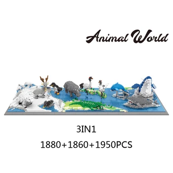 3in1 Gyvūnų Pasaulio scenos nanobricks poliarinio regiono Pelkes vandenyno micro diamond bloko modelis plytų švietimo žaislai vaikams dovanos