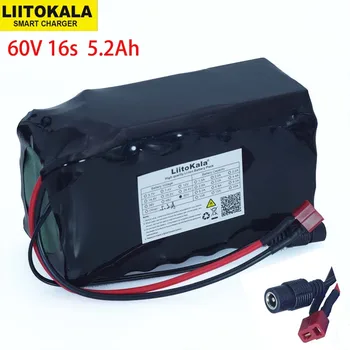 LiitoKala 16S2P 60V 5.2 Ah 18650 Li-ion Baterija 67.2 V 5200mAh Ebike Elektrinis dviratis Paspirtukas su 20A išleidimo BMS 1000Watt