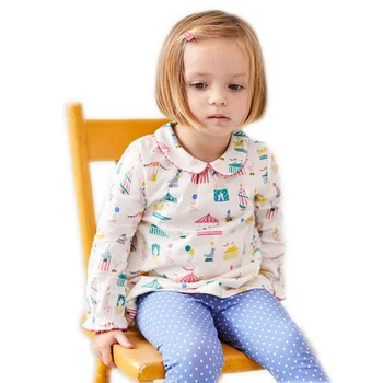 2-7 Metų Kūdikių Mergaičių Marškinėliai ilgomis Rankovėmis Medvilnės Animacinių filmų Cirko Spausdinimo Viršūnes Bamblys Mergina Vaikų Pavasario Rudens T Shirts KF631
