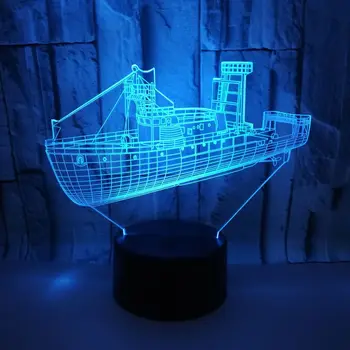 3D Buriavimo Jūroje Laivas, LED Lempos, 7 Spalvų Keitimas Iliuzija Naktį Šviesos USB Lentelės, Stalo Dekoras Apšvietimas, Namų Dekoro Draugas Vaikams Dovanų